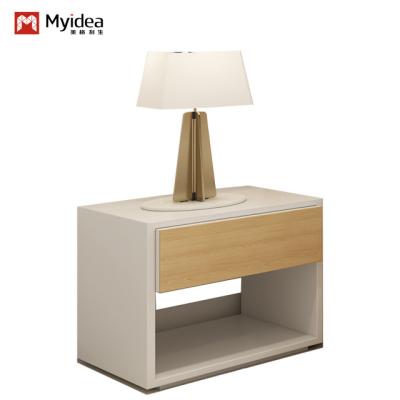 China Modern Simple Wooden Bedside Cabinet with Storage Nightstands Feature for Bedroom or Living Room Use Myidea production for sale