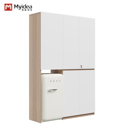 China Contemporary Modern Simple Bedroom Wardrobe Ample Storage Wood Furniture With Hanging Rod Metal & Steel For Home Living Room Produced In Myidea for sale