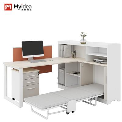 China Contemporary Single-Person Office Desk Modern Steel and Wood Combination Furniture Nap Bed Foldable Storable for Office Use for sale