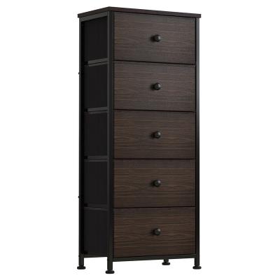 China Modular 5 Drawer Dresser For Bedroom Storage Tower Cabinet Organizer Vertical Chest Sturdy Tall Dresser Wood Top for sale