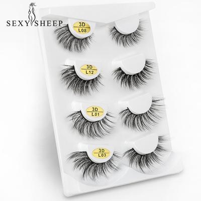 China Winged 4 Pairs Lashes Handmade Dramatic 3D False Eyelashes for sale