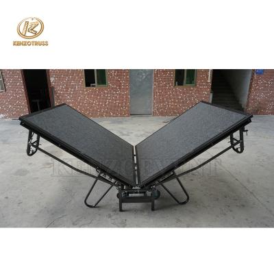 China Portable Mobile Indoor Carpet Surface Plywood Stage Folding Platform with Step Stairs for Hotel Event for sale