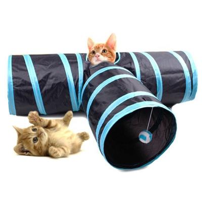 China Cats Cat Tunnel Pet Toy Folding 3 Ways and Holes Cat Play Toy With Peek Ball for sale