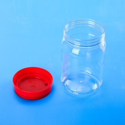 China 900ML Screwed Capped Plastic Round Plastic Screw Cap Jars for sale