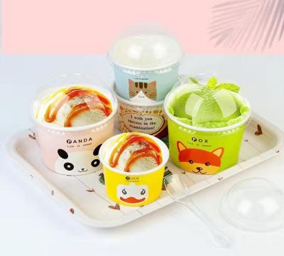 China Taza biodegradable de papel de helado 280ml con las tapas plásticas Logo Printing en venta