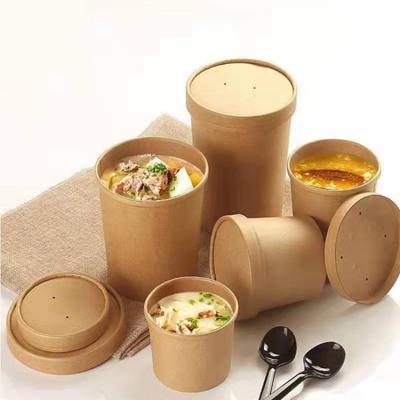 China Food Grade Paper Soup Container With Lid Soup Bowl Soup Packaging for sale