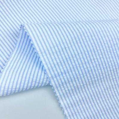 China Breathable Wholesale Market Plain Colors Thread Stripe Crepe Cotton Seersucker Dyed Cotton Fabric For Dresses for sale