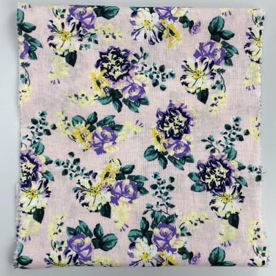 China Shaoxing Fabric 55 Anti Pill Linen Woven Rayon 45 Floral Printed Blended Fabric 55 For Woman Dress for sale