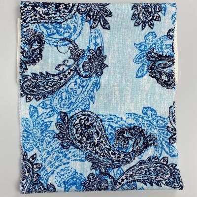 China Shaoxing Textile Paisley Pattern 55%linen 45% Organic Rayon Printed Fabric For Garment for sale