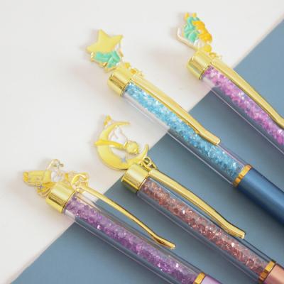 China office & New School Pen O&Q Promotion Design Cartoon Small Prince Ballpoint Pen Pendant With Glitter Crystal Sand For Stationery Stores School for sale