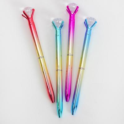 China Fluently Writing Big Diamond Parks 0.7mm Gift Office Stationery Wholesale Colorful Ballpoint Pen With Logo Gradient Crystal Plastic Ballpoint Pens for sale