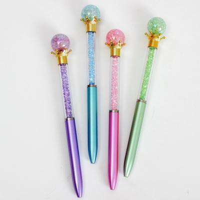 China Nice Writing Feeling O&Q Factory Price Glitter Colored Crystal Sand Luxury Ballpoint Pen 0.7mm With Big Crystal Ball For Kids Teenagers Gift for sale