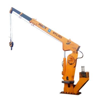 China Floating crane 3.2 ton marine crane floating barge crane with 3 telescopic booms radio remote control on sale for sale