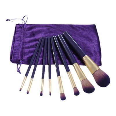 China Angular Blush ODM 8pcs Purple Handle Fiber Hair Wooden Makeup Set Brush Custom Professional Makeup Brushes Custom Logo for sale