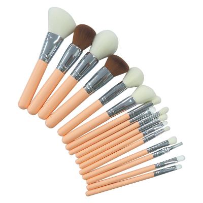 China Angular Blush 16 Portable Brushes With Fiber Wool Round Wooden Handle Other Makeup Brushes 2021 Makeup for sale