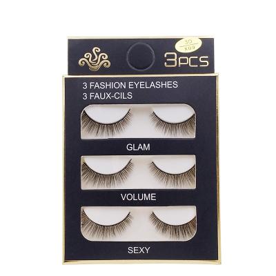 China Long 3 Pairs Qingdao Eyelash Natural Eyelashes Supplies 3d False Mink Eyelashes Natural Eyelashes for sale