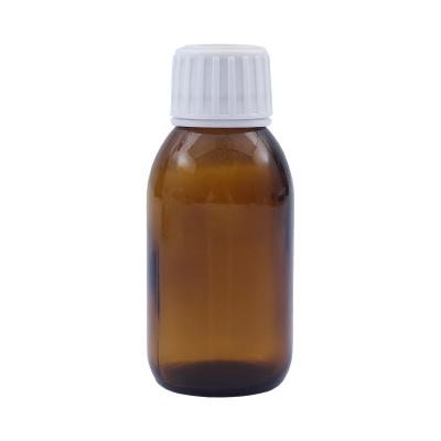 China 28/410 Plastic Proof Screw Cap Tamper Evident Cap Amber Glass Syrup Bottles Non Spill for sale