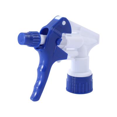 China Bottle Stopper Full Plastic Trigger Sprayer White Blue Colors Spray Pump Thread 28mm for sale