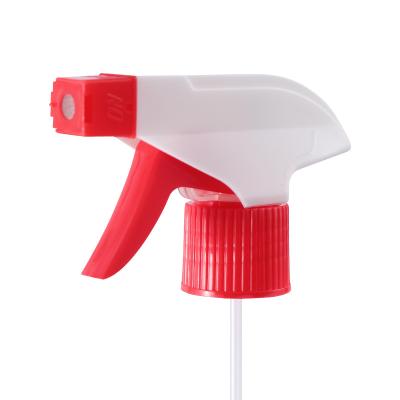 China Non Spill 28/415 Plastic Trigger Sprayer with Mesh Foam Nozzle Red Transparent White Color for sale