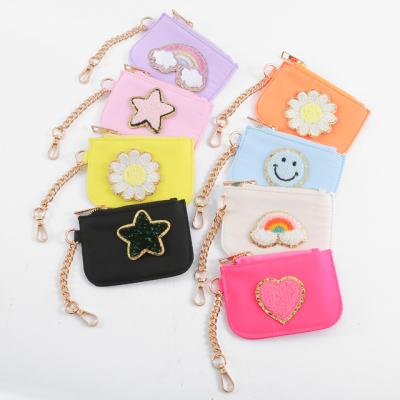 China Fasion Low MOQ Mini Cute Waterproof Key Bag Custom Pattern Wallet Nylon Classic Key Chain Wallet for sale