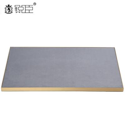 China Solid Stainless steel+Velvet Rectangle Jewelry Display Tray Base For Jewelry Display Showcase Metal Plat Tray for sale