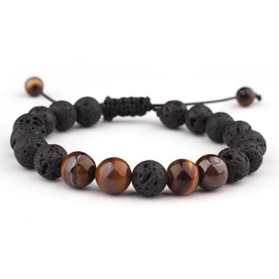 China FASHIONABLE Diffuser Bracelet Essential Oil Stone Lava Stone Lava Jewelry Braided Aromatherapy Bracelet for sale