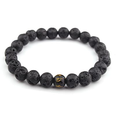 China Natural Lava 7 Chakra Gemstone Stretch Bracelet Lava Stone Yoga Bracelet for sale