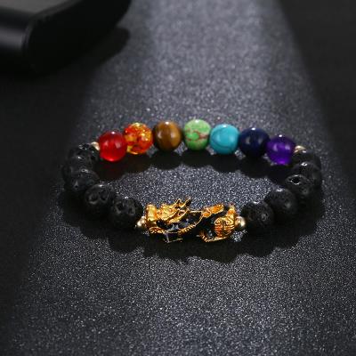 China 2021 Latest Design 7 Chakras Pi Xiu Elastic Bracelet FENG Shui Wealth Bracelet FASHION For Women Men for sale