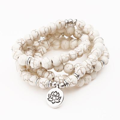 China Fashionable Most Popular Products Lotus Bracelet White Pine Bracelet 2018 108 Mala Bracelet for sale