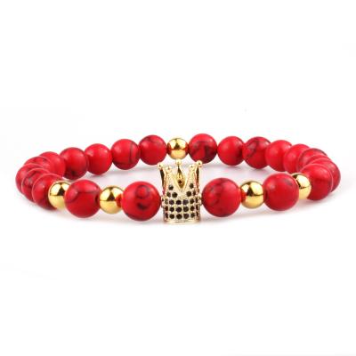 China Fashionable Charm Bracelet Red CZ Turquoise Crown Bracelet For Man for sale