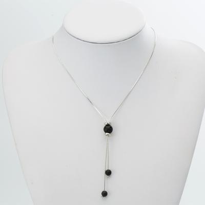 China BOHEMIA Aromatherapy Necklace Silver Plated Chain Lava Stone Necklace for sale