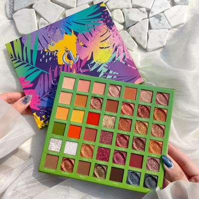 China 2021 Custom Packaging Eyeshadow Palette Green Paper Ushas Square 42 Colors Makeup Eyeshadow Palette Waterproof Paleta De Sombra De Ojos Personalizada for sale