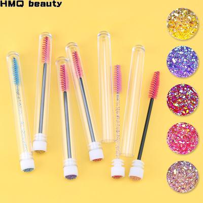 China Customized Reusable Magic Wand Non-Toxic Spoolie Lash Brush Wholesale Hot Pink Clear Custom Lash Brush Mini Mascara In Tube for sale