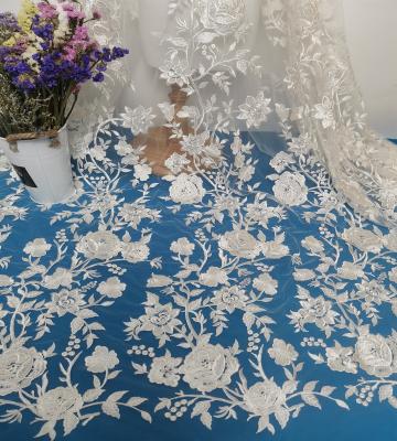 China Fashionable Embroidery Mesh Mesh Lace Fabric Bridal Lace Fabric for sale