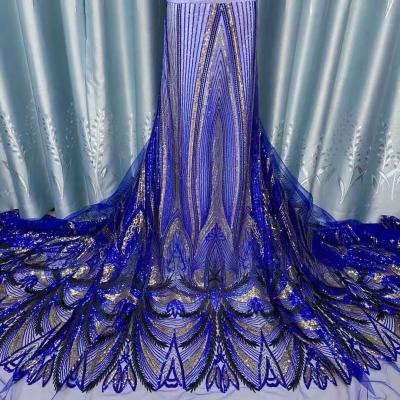 China New Viable Sequin Embroidery Tulle Lace Fabric African Wedding Lace Fabric for sale