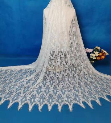 China Sustainable White High Quality Bridal Eyelash Fabric 1.5meter Chantilly Lace Fabric for sale