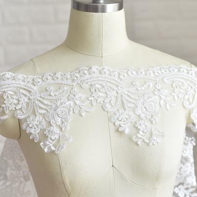 China Viable Wholesale High Quality White Embroidery Lace Trim Lace Trim Factory Dress Bridal Wedding for sale