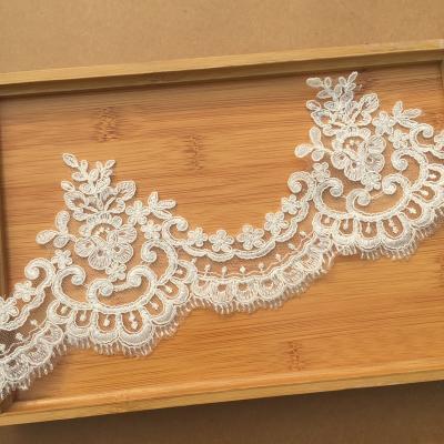 China Sustainable Fashion Rayon Cord Lace Bridal Lace Trim For Wedding Dress And Veil for sale