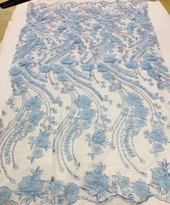 China Best Viable Selling 3d Sequin Embroidery Lace Fabric Flower Lace Fabric for sale