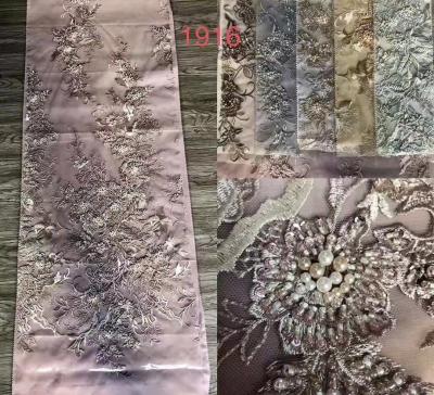 China Handwork Viable Costumed African Bridal Embroidery French Lace Tulle Beaded Fabrics for sale