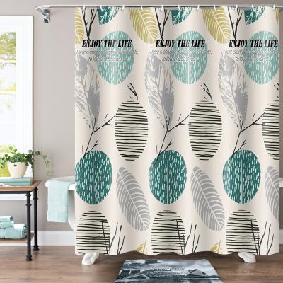 China Hotel Style Print Shower Curtain Classic Modern Bathroom Water Proof Curtain Sustainable for sale