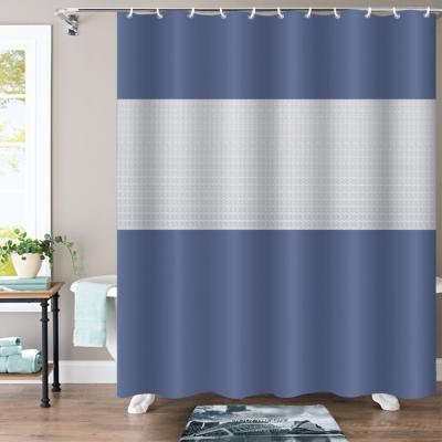 China Sustainable Home Decoration High Quality Splice Shower Curtain No Hook Solid Color Shower Curtain Bathroom for sale