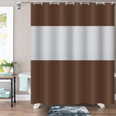 China Sustainable Custom Fashion Splicing Shower Curtain Rust PEVA Solid Color Bathroom Heavy Duty Shower Curtain for sale