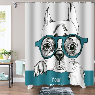 China Viable Wholesale Bathroom Shower Curtain Waterproof Polyester Print Fabric Bath Shower Curtain for sale