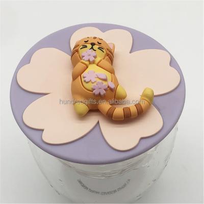 China Cat Shape Silicone Coffee Accessories viable Dink Cup Lids Cover for sale