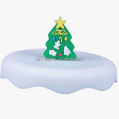 China Viable Christmas Tree Silicone Cup Cover Cup Dustproof Lid / Round Environmentally Friendly Non-toxic Cup Cover for sale