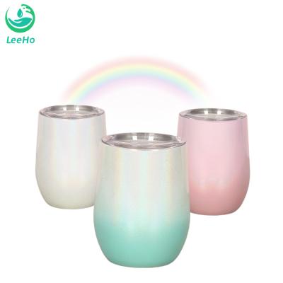 China Wholesale 12oz Stainless Steel Vacuum Rainbow Viable Tumbler Insulated Wine Tumbler With Lid Customizable Tumbler for sale