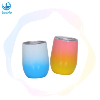 China Custom Popular Double Logo Tumbler Stainless Steel Viable Wall Insulated Color Wine Tumbler With Straws 12oz Cups for sale