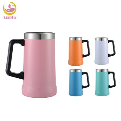 China Sustainable Beer Mug 24 Ounce Stainless Steel Double Wall Thermos And Thermos Tumbler With Handle for sale