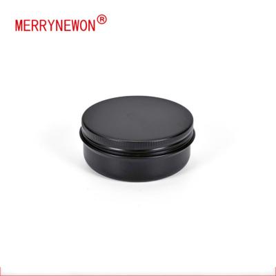 China Cosmetic Black Aluminum Tin Cans With Custom Round Logo Screw Lid Packaging Aluminum Metal Jar Eco-friendly For Cosmetic 50g 50ml for sale